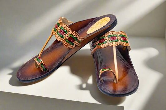 Kolhapuri Leather Flats for Women | Handcrafted Ethnic Sandals