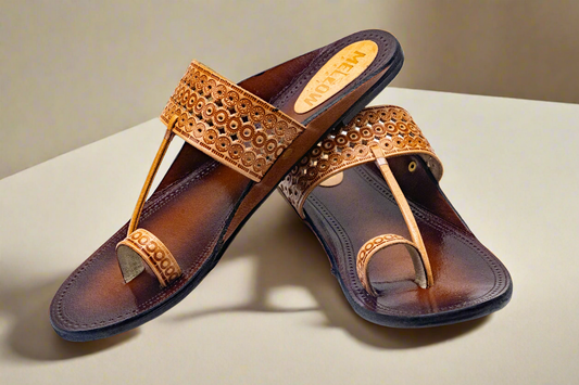 Handcrafted Flat Leather Sandals – Traditional Kolhapuri Artisan Footwear