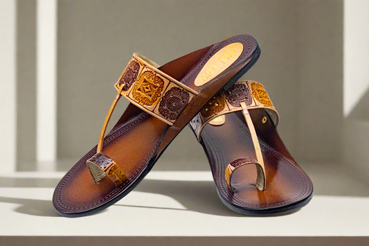 Handcrafted Kolhapuri Sandals for Women | Leather Ethnic Flats