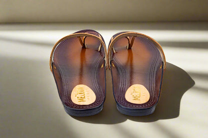 Sunburst Engraved Kolhapuri Flats – Dual Tone Pure Leather