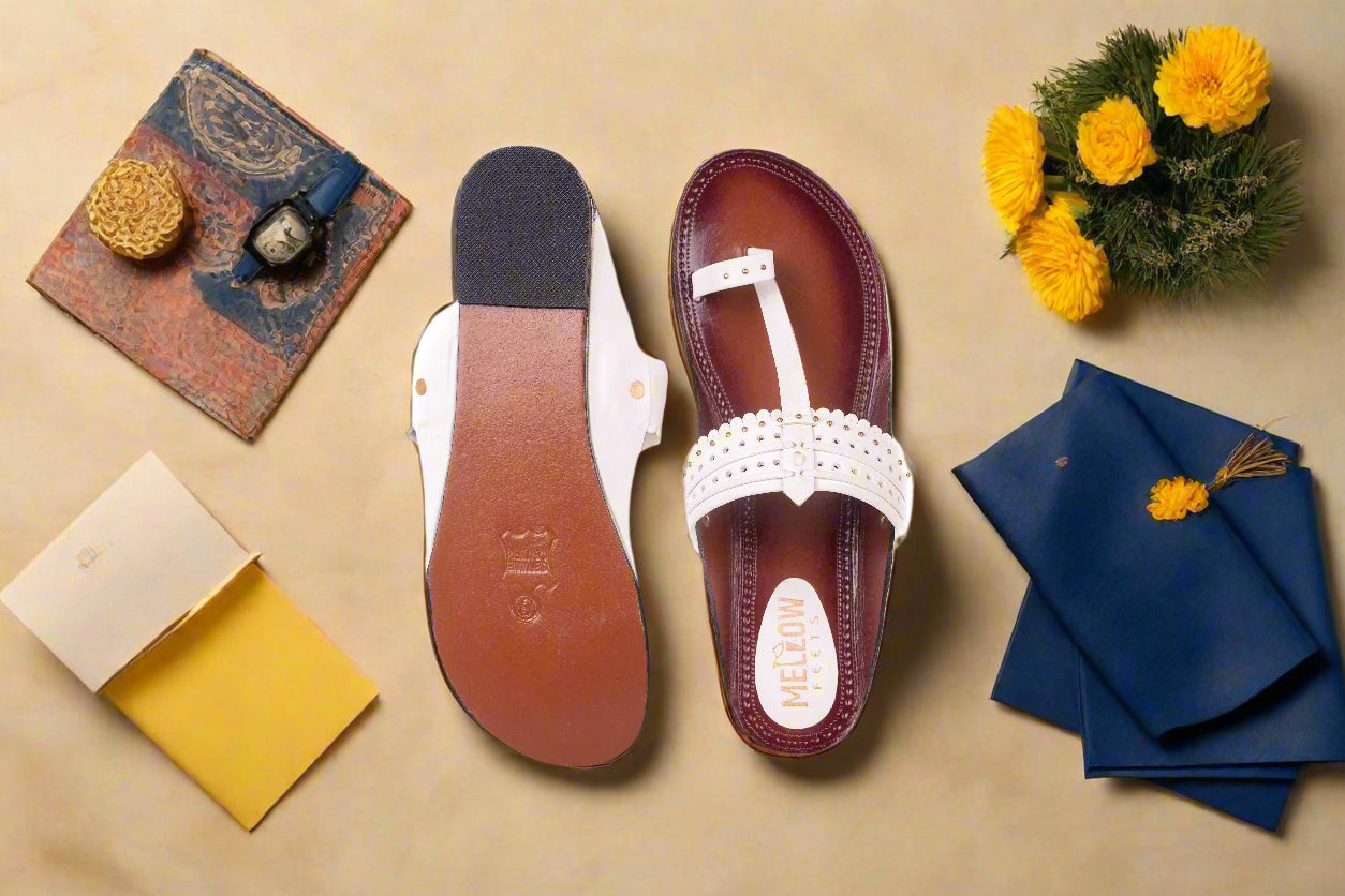 Sandal insole with a white sandal on top, showing brand name 'Melissa'.