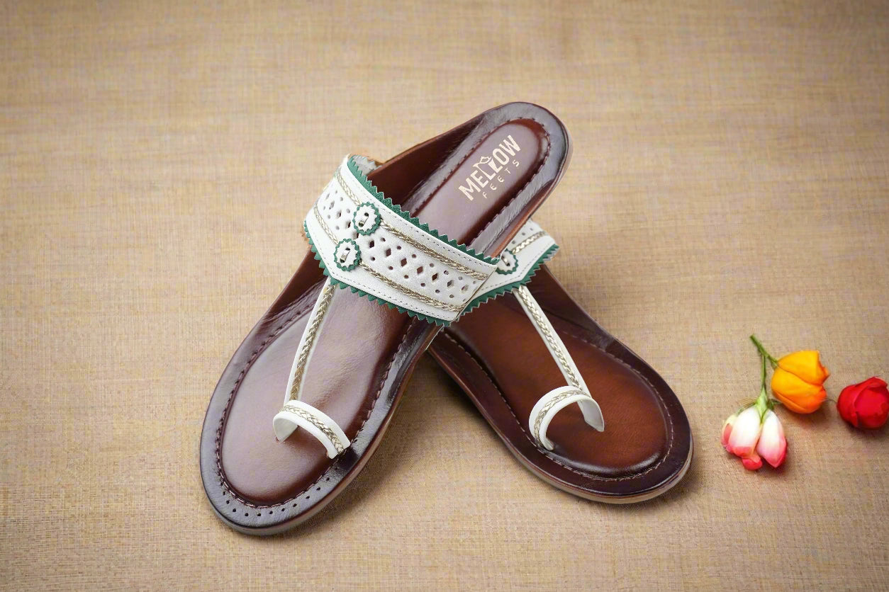 Traditional leather chappals for women – side angle