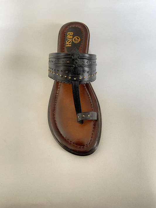 Mosaic Stitch Leather Slides
