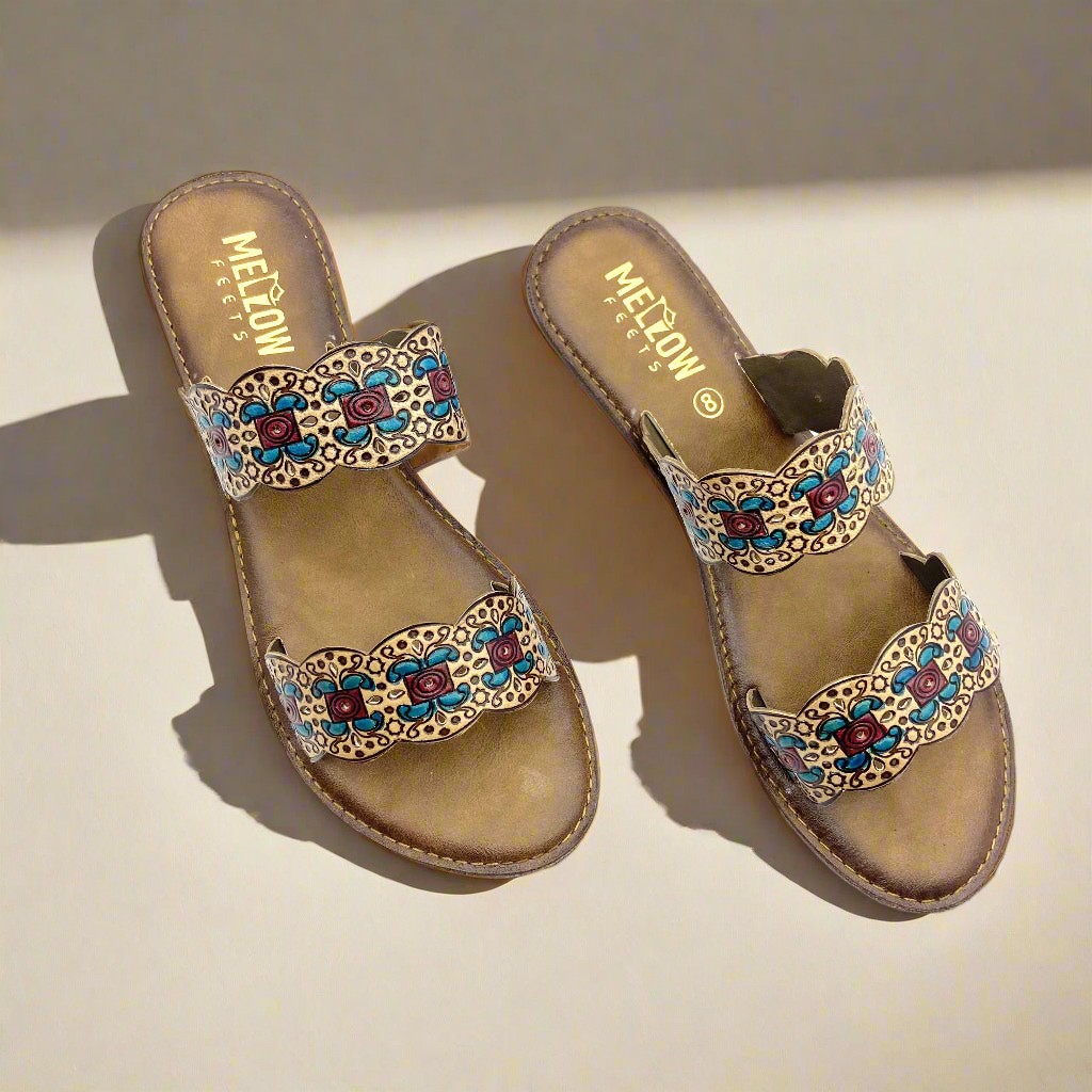 Handpainted Ethnic Brown Sandals – Dual Strap