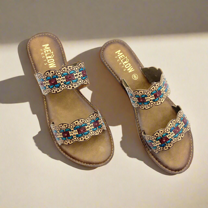Handpainted Ethnic Brown Sandals – Dual Strap
