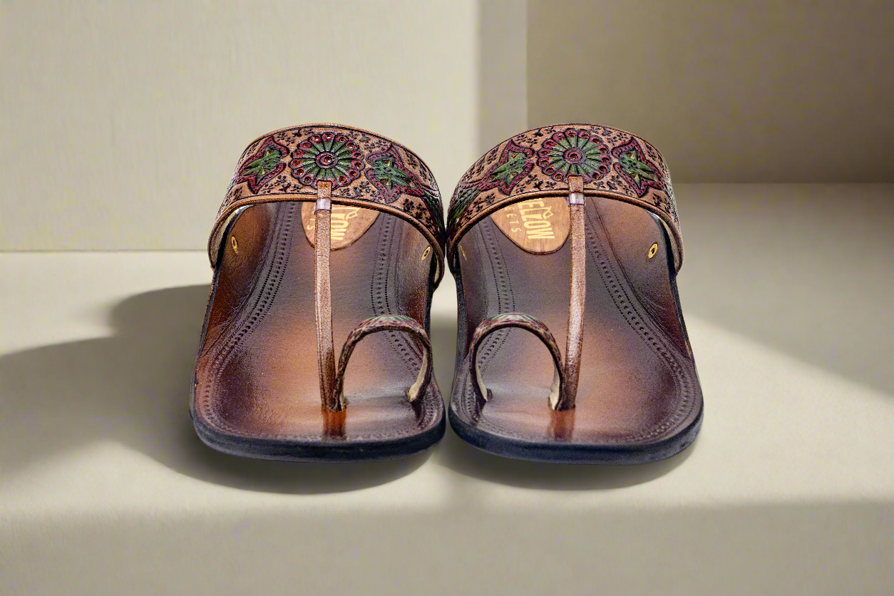 Ethnic Leather Sandals for Women | Handcrafted Indian Kolhapuri Flats