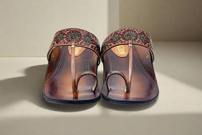 Ethnic Leather Sandals for Women | Handcrafted Indian Kolhapuri Flats